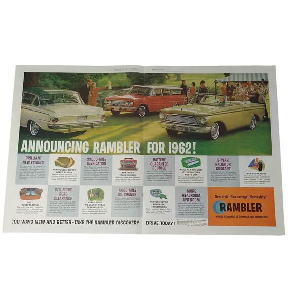 1961 Announcing Rambler for 1962 cars - 2pg Vtg PRINT AD - Picture 13 of 13